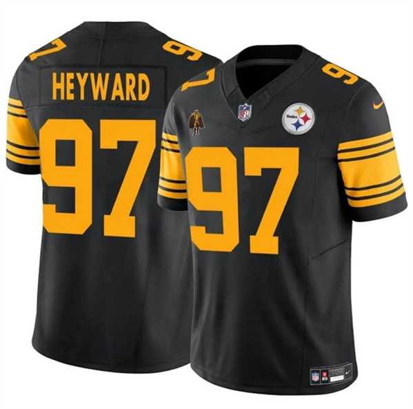 Men & Women & Youth Pittsburgh Steelers #97 Cameron Heyward Black F.U.S.E. With Walter Payton Patch Color Rush Limited Stitched Jersey